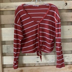 Pumpkin orange Stripped waffle shirt